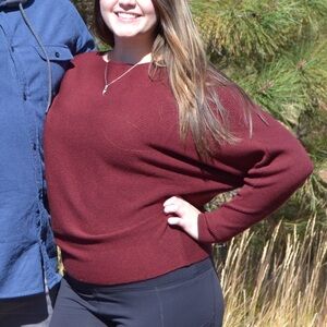 Joan Vass Rich Burgundy Knit Top L